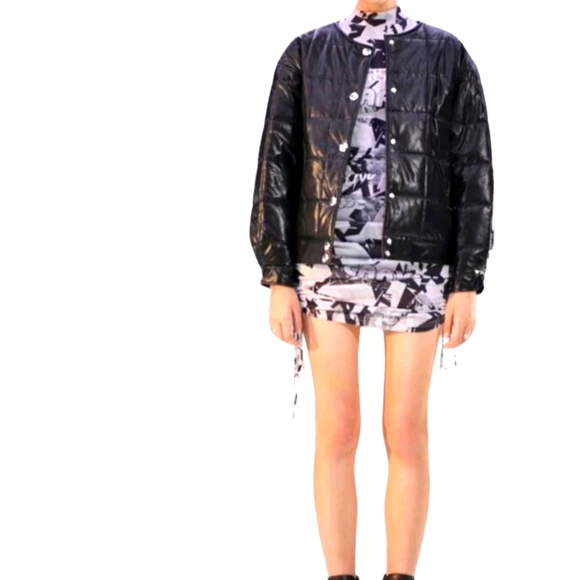 Black PU Leather Coat - Picture 2 of 4